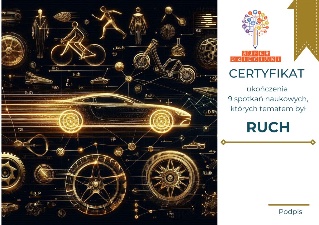 Dyplom na zakończenie bloku zajęć Ruch